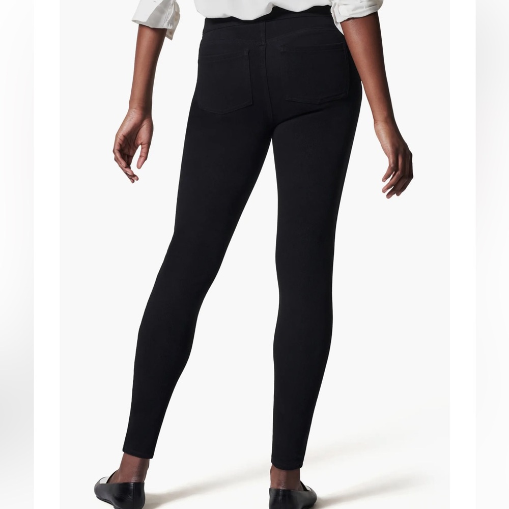 Spanx Jean-ish Black Knit Slimming Ankle Legging Pull-on Pants Size M